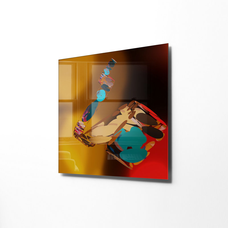 Élégante peinture décorative en verre trempé de 15,7 po x 15,7 po | 100% verre trempé, épaisseur: 0,16 pouce | Parfait pour la décoration intérieure, l'esthétique moderne et l'exposition d'art mural unique