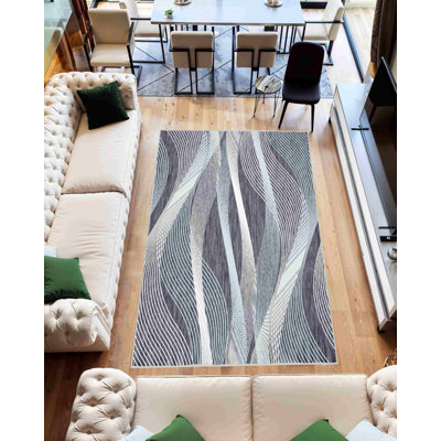 Melnick Machine Washable Living Room Rug Design 7709 - 5X8 (5'2"X7'5"), Grey