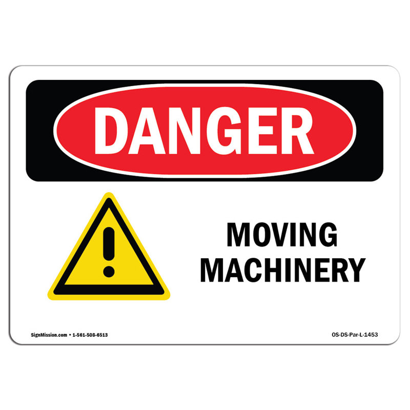 Moving Machinery Aluminum Sign 12 x 18, 18" H x 24" W x 0.1" D