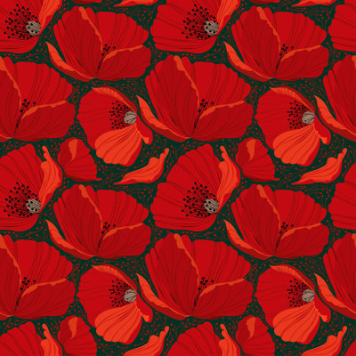 «Red Poppy Buds» par - Impression sur toile tendue