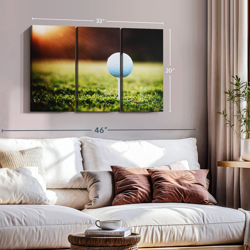 «Golf Ball Tee», 3 pièces sur toile, H 20 po x l 33 po x P 1,25 po