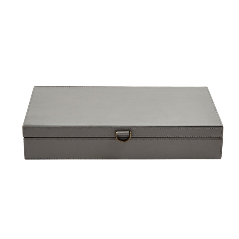 Boîte à bagues en cuir marbré, gris, H 3,25 po x l 5,75 po x P 10 po