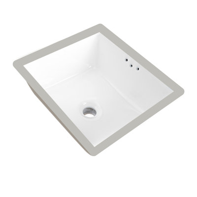 Undermount Bathroom Sink 16" X 14" Rectangular Vitreous China White Bathroom Sink with Overflow