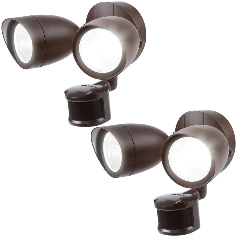 LED Hardwired Sensor Security Spotlight Dusk to Dawn 5000K Daylight, Bronze
