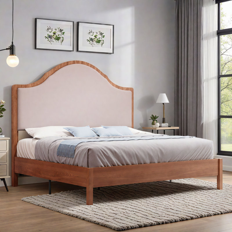 Base de lit en bois massif Farmhouse, Brun clair, Grand