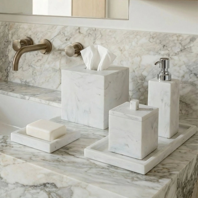 Marble Matte Resin Tissue Box Cover