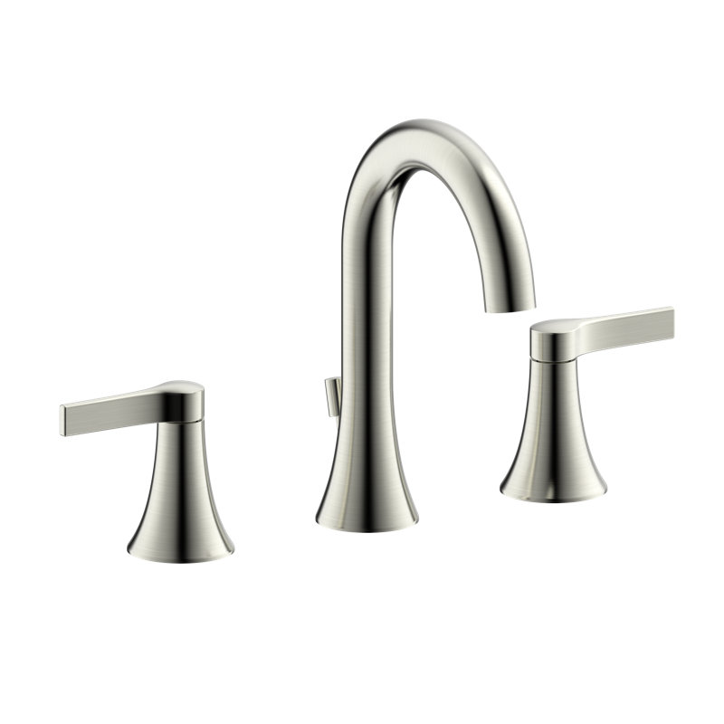 Robinet de salle de bain espacé à deux poignées 6 po à 10 po avec drain Davvid - Nickel brossé, Nickel brossé