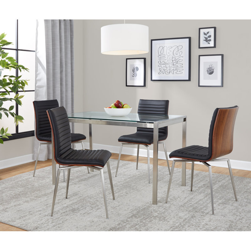 Fuji-Mason 4 - Person Glass Top Four Leg Dining Set, Black