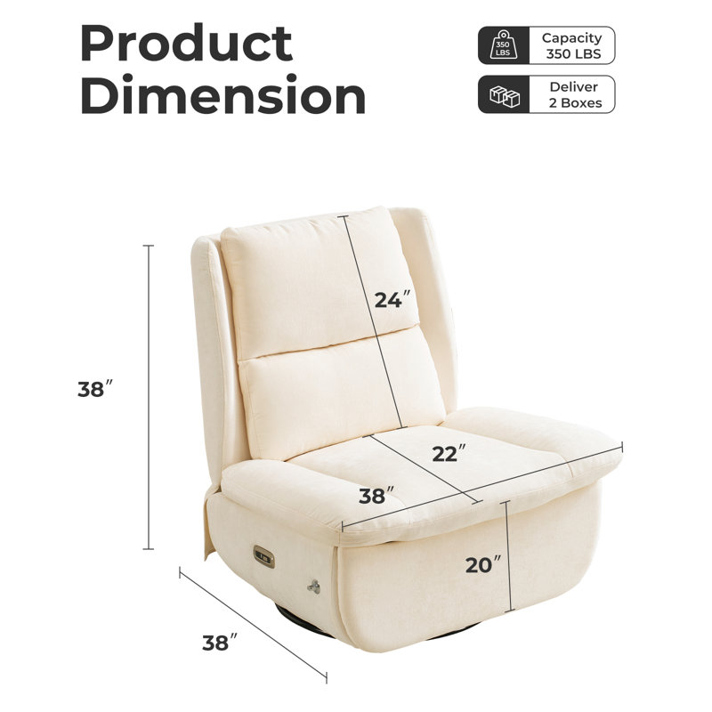 Power Recliner Chair For Adults With Phone Holder, Beige Chenille