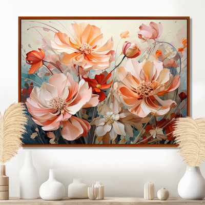 Coral Petal Symphony I - Abstract Botanicals, art mural
