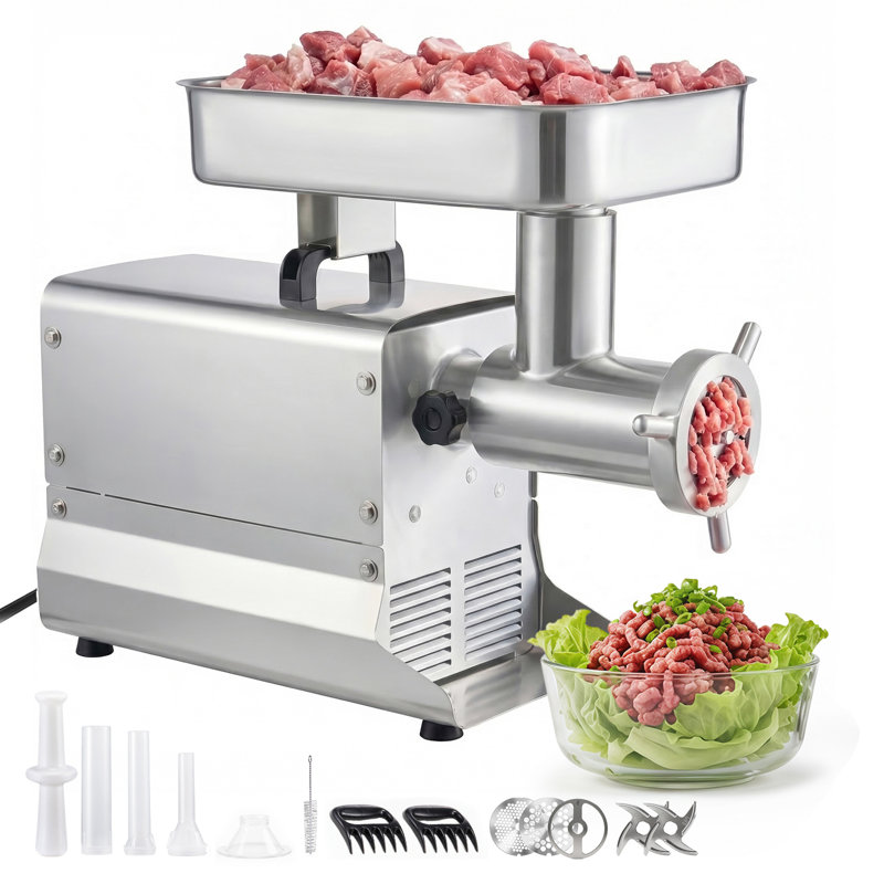 Commercial Meat Grinder, 21 Lbs/Min Capacity, #32 Electric Meat Mincer with 3 Plates, 3 Sausage Stuff Tubes, 1100W/1.5HP Stainless Steel Sausage Maker for Home Kitchens & Restaurants, ETL Listed