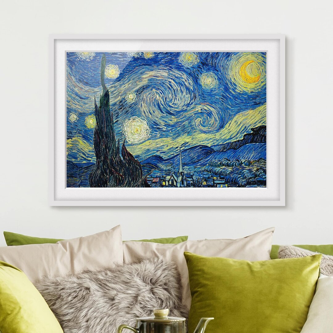 Gerahmtes Papierbild Sternennacht von Vincent van Gogh