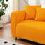 Canapé 3 places de 226 cm (89 pouces) pour appartement et salon, avec structure en bois massif, pieds en métal, 4 coussins de tête lavables, revêtement en coton et lin jaune - Confortable pour la pièce ou le bureau