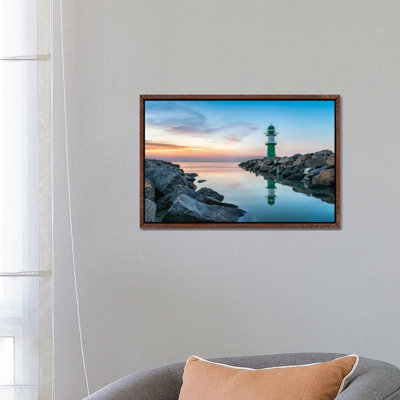 Lighthouse Westmole At Sunset, Warnemünde, Mecklenburg-Vorpommern, Germany 1 Piece Wall Art on Canvas
