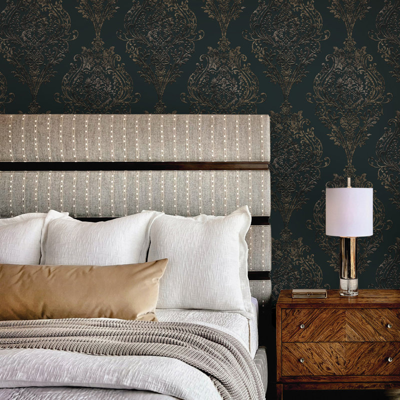 Papier peint Kwon Damask, Gris anthracite