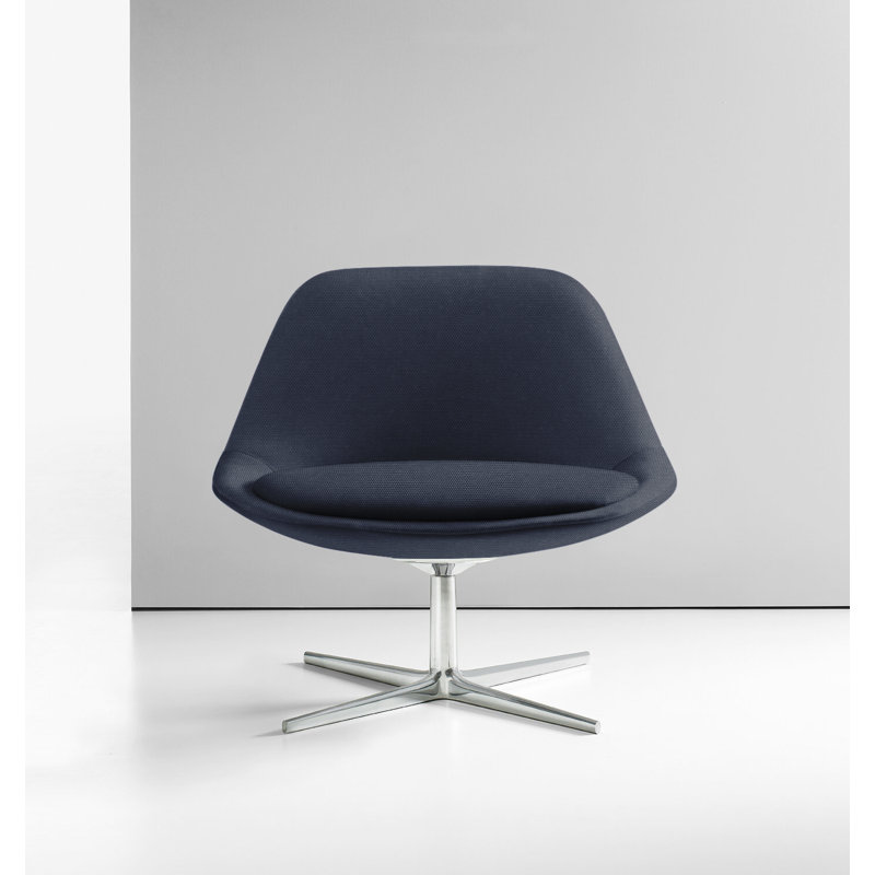 Chiara Lounge Chair, Polished Aluminum, Vella Peppercorn