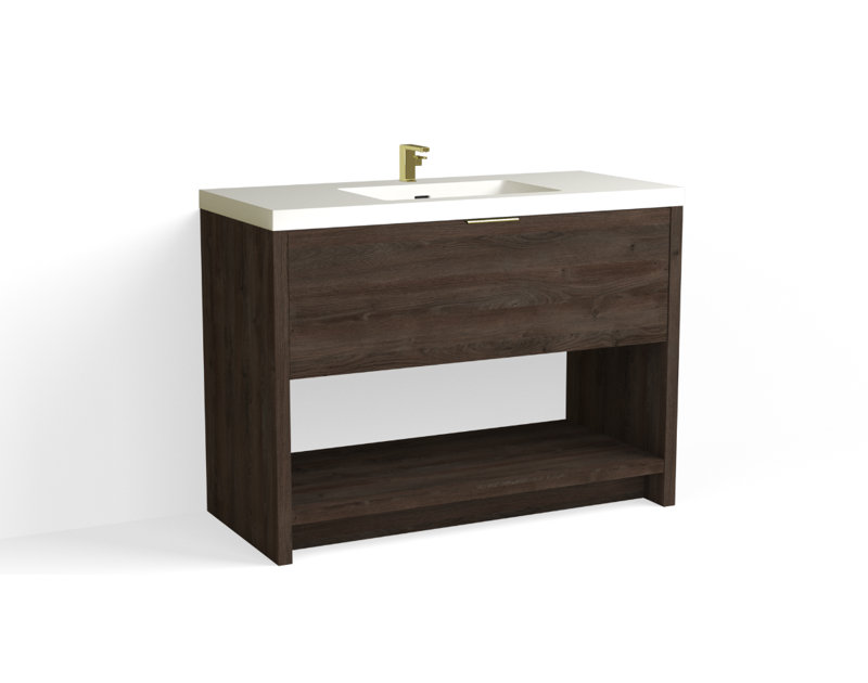 Vista 48" W Freestanding Single Bathroom Vanity, White Matte, White Nanomatte/Polished Nickel, Single-Hole