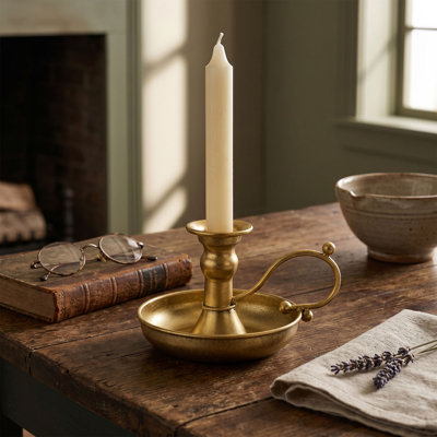 Vintage Candlestick Holder Multifunctional Metal Chamberstick Candle for Home Wedding Silver Color