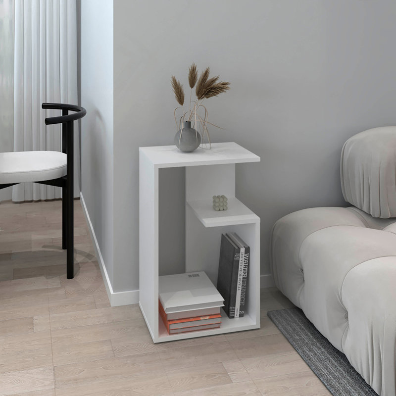 Table d'appoint H 25 po, 1 tablette, Blanc