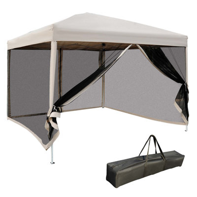 210D Oxford 10' X 10' Pop Up Canopy Tent With Netting, Instant Screen Room House, Tents For Parties, Height Adjustable, With Carry Bag, For Outdoor, Garden, Patio
