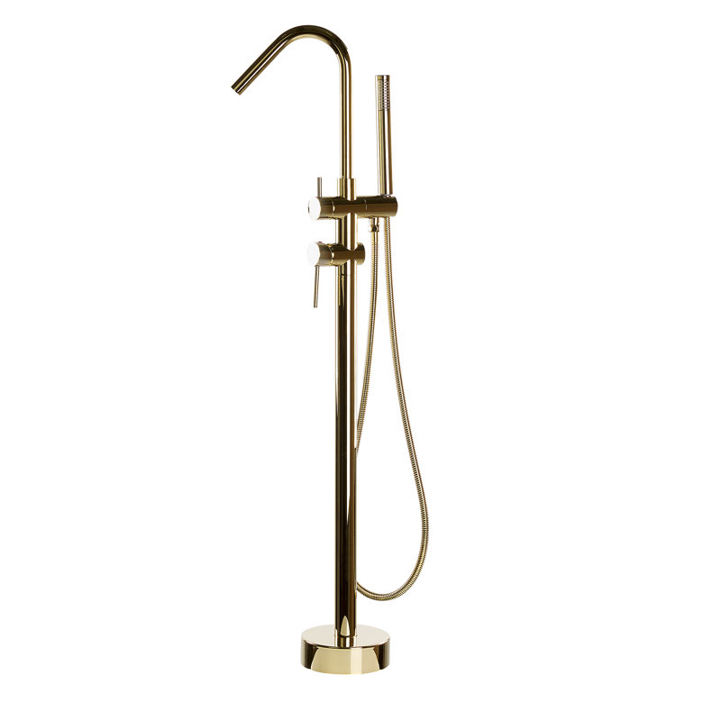Tanesha 1 Handle Floor Bath Filler with Diverter, Gold