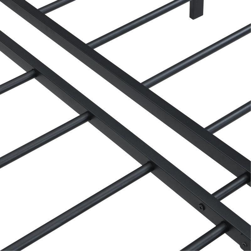 King Size Heavy Duty Metal Bed Frame In Black - Quick & Simple Assembly, No Squeak Or Shaking, Supports 1000 Pounds, Even Mattress Support, Under Space For Storage, Leg Holes Quiet Setup, Noise Pound