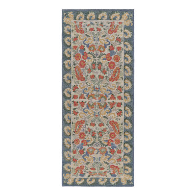 Rug & Kilim’S Classic Style Runner Rug In White With Floral Patterns