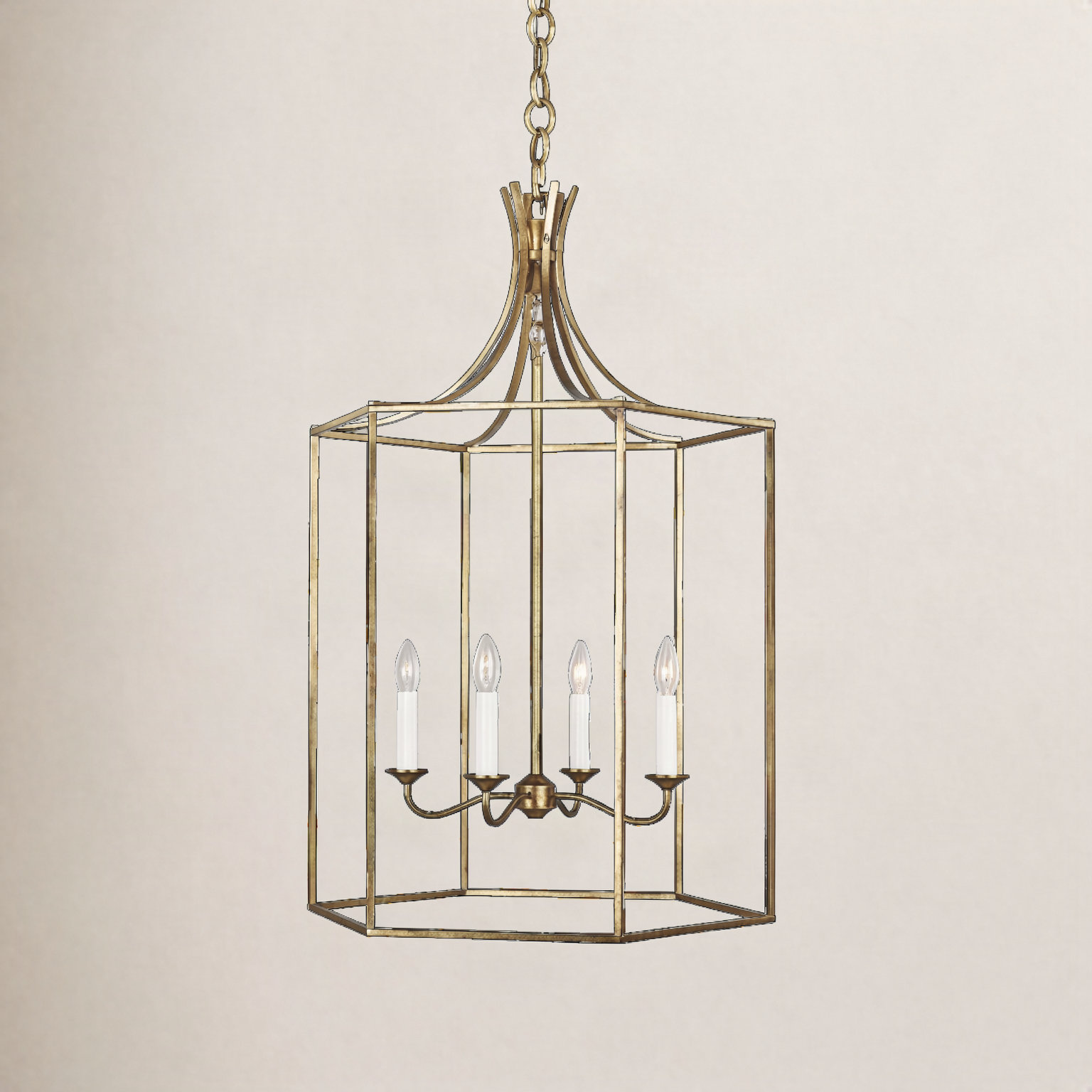 Suttons 4-Light Chandelier, Antique Gold, 37" H x 24" W x 24" D