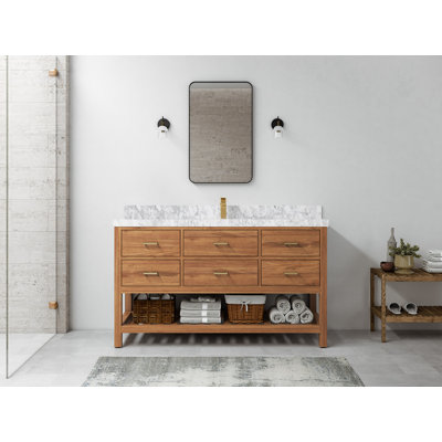 Parker Teak 60'' Single Bathroom Vanity with Marble Top