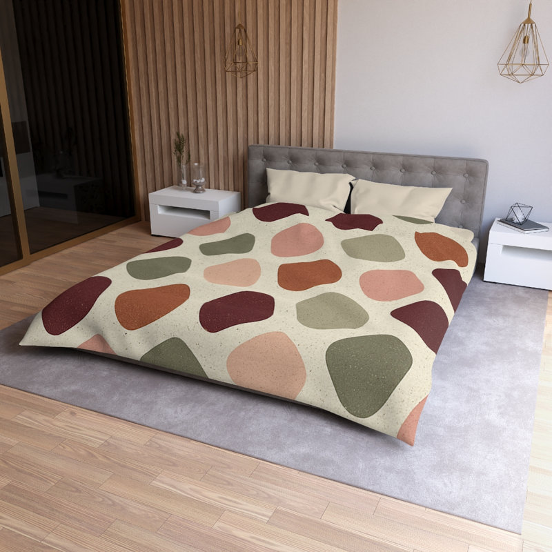 Microfiber Duvet Cover Boho Style, Design 47, Queen Duvet Cover, Cream