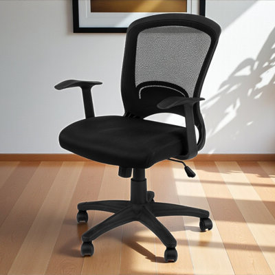 Chaise de bureau en laiton à hauteur réglable en polyester, noir H 39,10 po x l 23,52 po x P 23,52 po