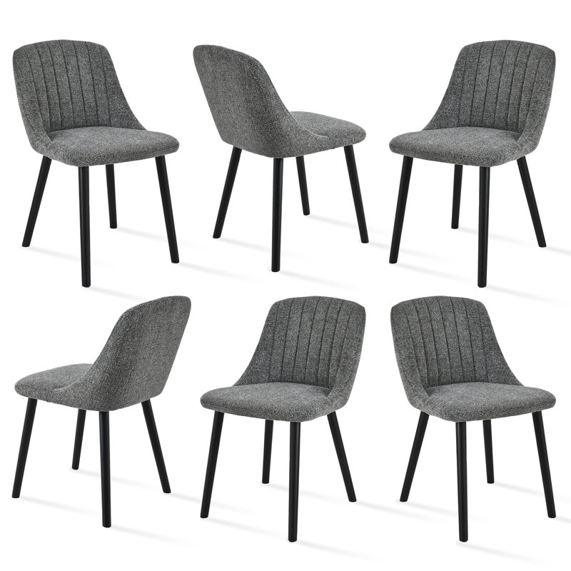48.5cm H Upholstered Side Chair, Grey Chenille/Black