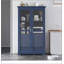 Garde-manger autoportant avec portes en verre et 4 tiroirs, armoire de rangement en bois de pin durable pour l'organisation à la maison
