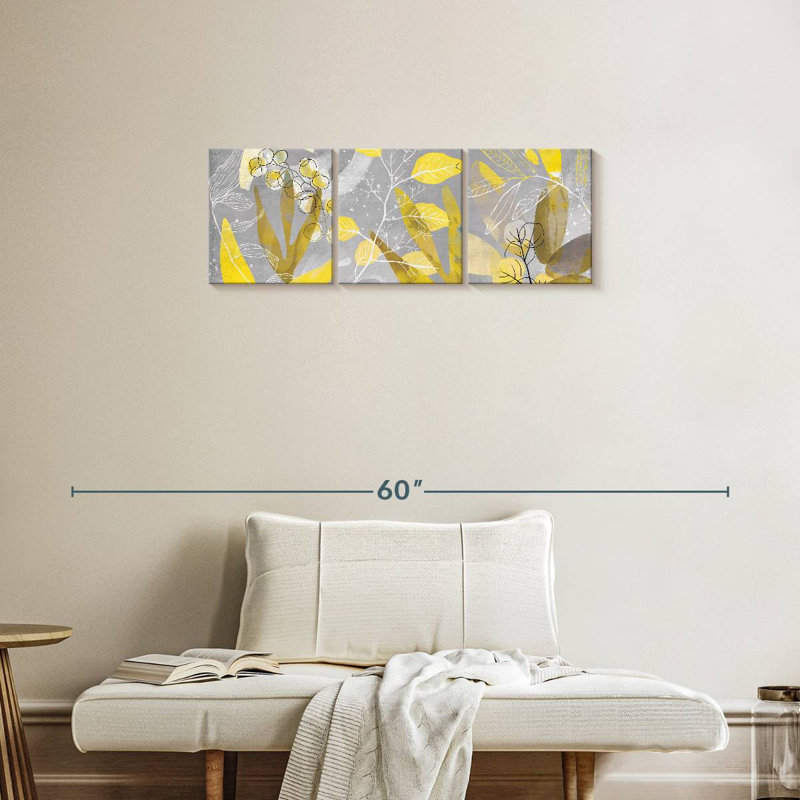 Plantes jaunes, reproduction sur toile, H 12 po x l 38 po x P 1,25 po