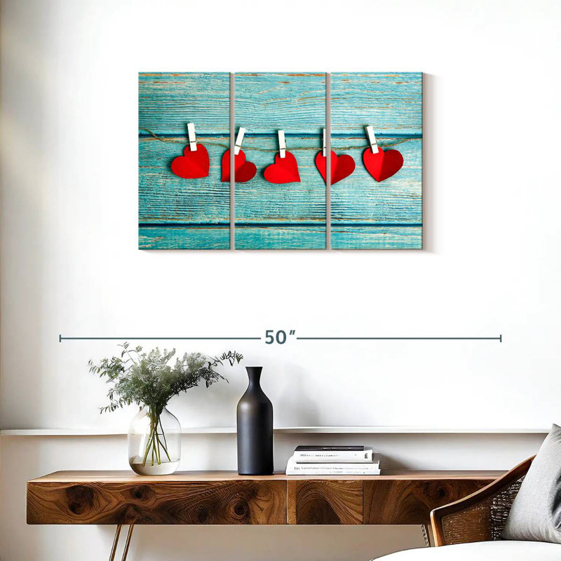 Hardie Hanging Red Hearts, 20" H x 33" W