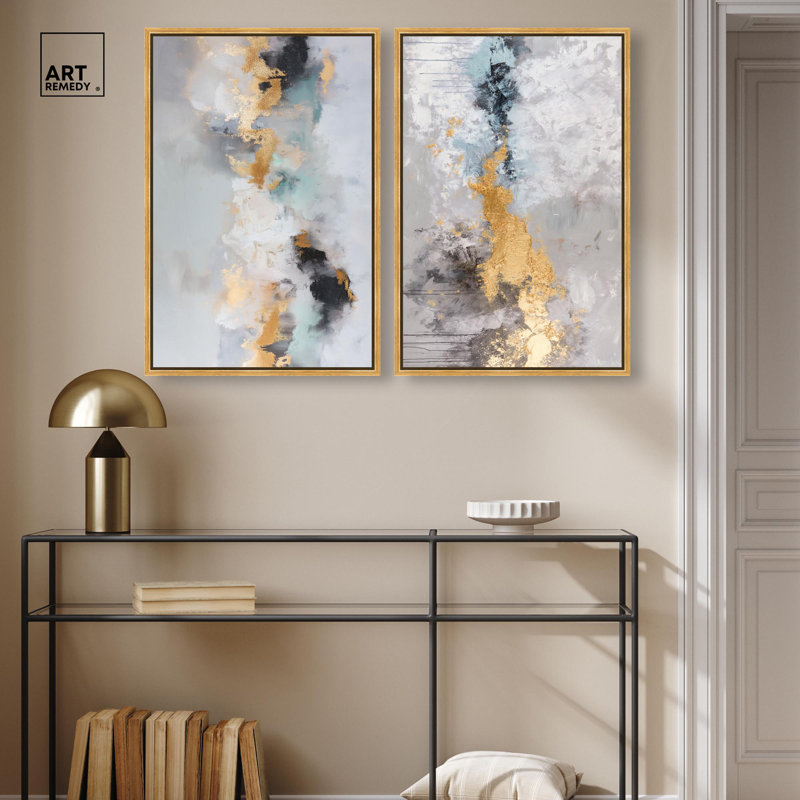 Ensemble de 2 reproductions d'art sur toile Gilded Luxe Duo , H 31 po x l 21 po, Gold