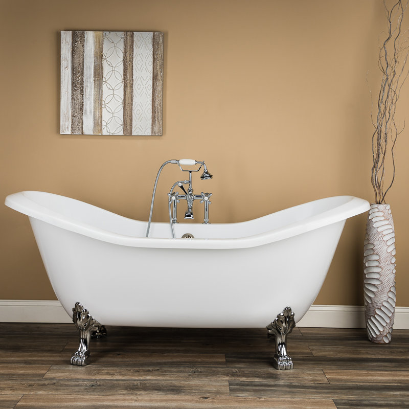 Serenity 72'' x 31'' Soaking Acrylic Bathtub, Brushed Nickel