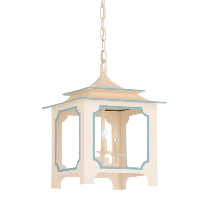 Lustre carré à 3 lumières Tole, Gris/bleu, H 18 po x l 13,5 po x P 13,5 po