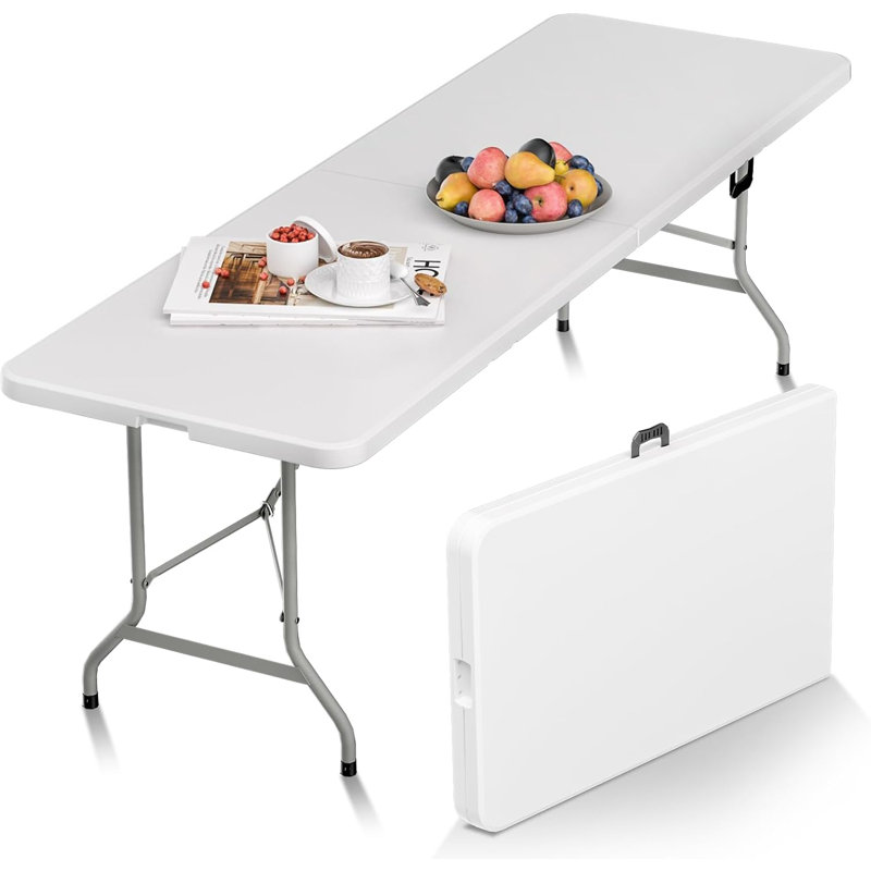 Folding Table Picnic Table, Portable Camping Table with Handle and Safety Lock, Foldable Dining Table Plastic Dining Table for Indoor and Outdoor Use, Suitable for Camping, Picnics and Parties