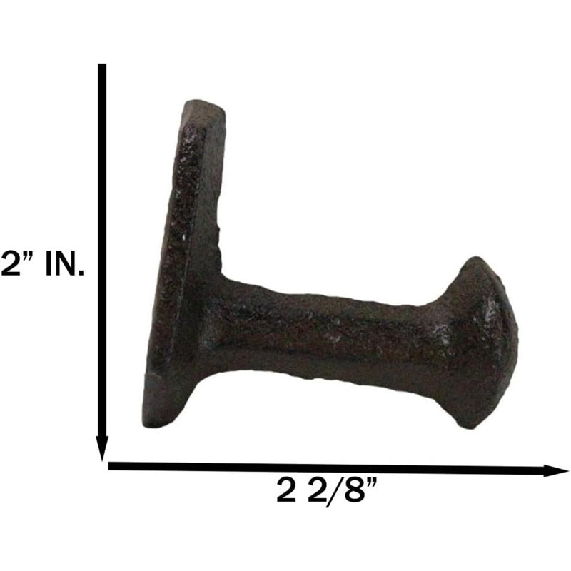 Set Of 3 Cast Iron Rustic Western Rugged Railroad Nail Spike Wall Hanger Hooks