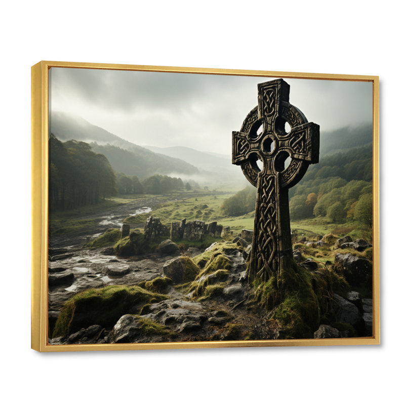 Irlande Celtic Harmony - Art mural Irlande, H 16 po x l 32 po x P 1 po, Cadre flottant doré