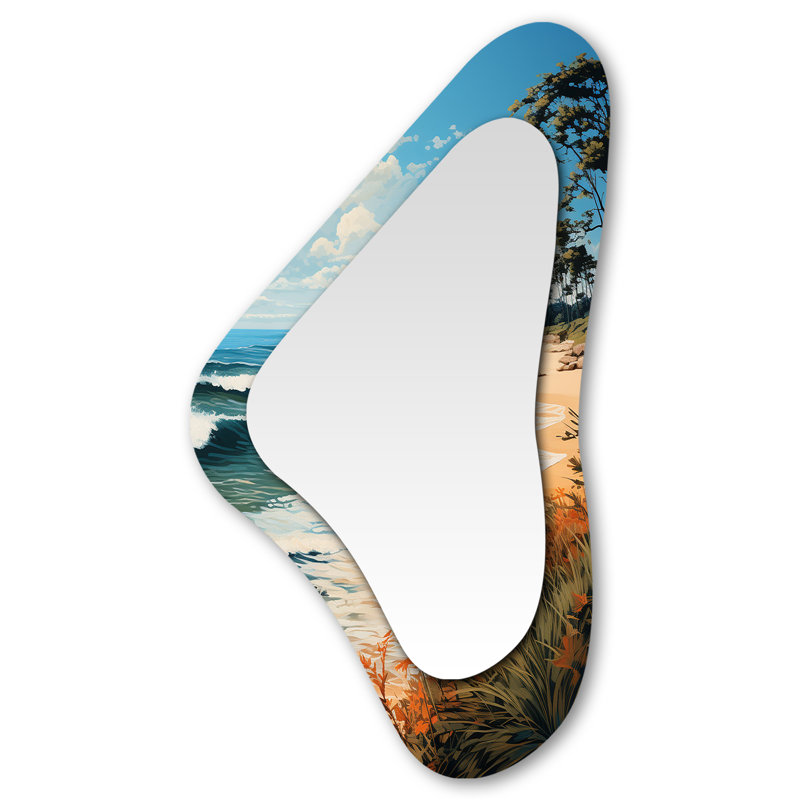 Paradis tropical de plage - bord de mer en métal Art Decor - miroir mural asymétrique nautique