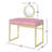 2 Drawers Vanity Desk With Mirror And Jewelry Tray, Pink And Gold