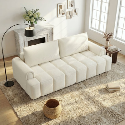 40.6" W Modern 3-in-1 Convertible Sleeper Sofa with Chaise Storage and Sherpa Fabric