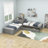 Twin Size L-Shaped Platform Bed with Trundle and Two Drawers-1041720809