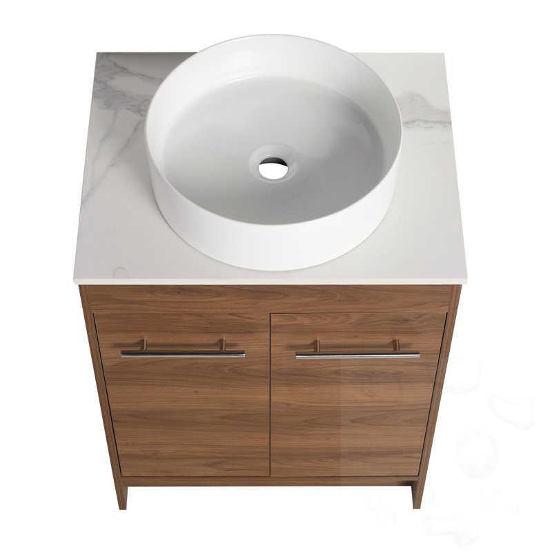 Ceramic Circular Bathroom Sink, Gloss White