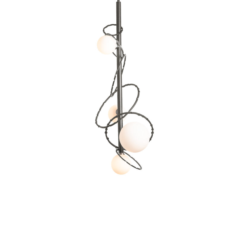 Luminaire suspendu Olympus - verre opale, Fer naturel