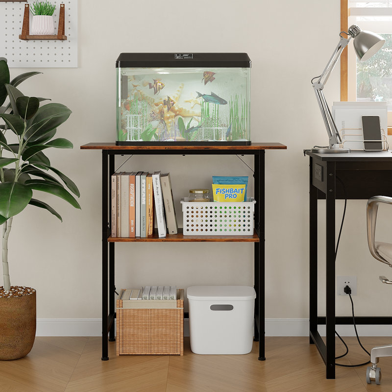 Support pour aquarium à 3 niveaux de 76 cm (30 po) et 114 litres (30 gallons) avec tablette de rangement, robuste et résistant à l'eau.