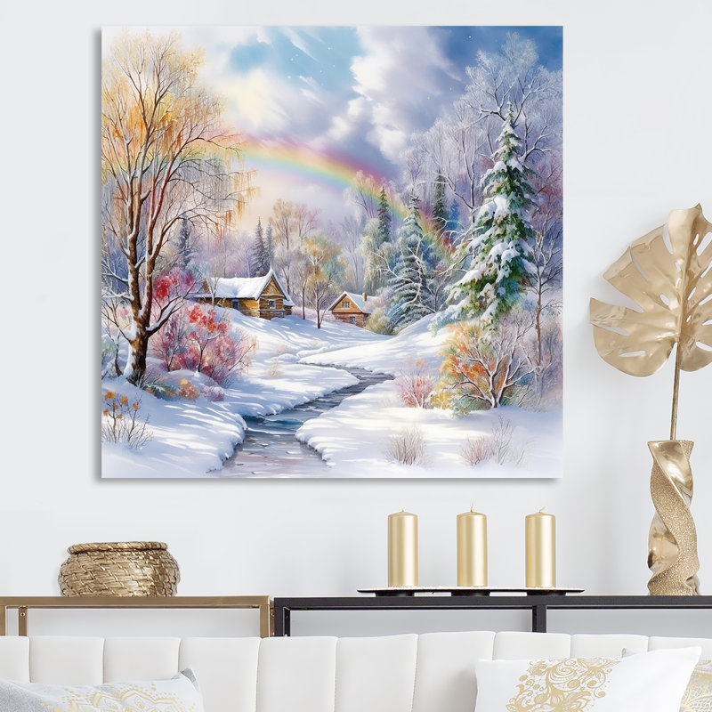 «Rainbow Winter Scenery» sur toile, Toile tendue, H 30 po x l 30 po x P 1 po