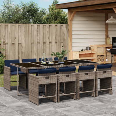 Hokku Designs 9 Piece Patio Dining Set With Cushions Poly Rattan